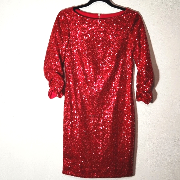 Vince Camuto Brilliant Red Sequined Dress Size 4 - Picture 5 of 10